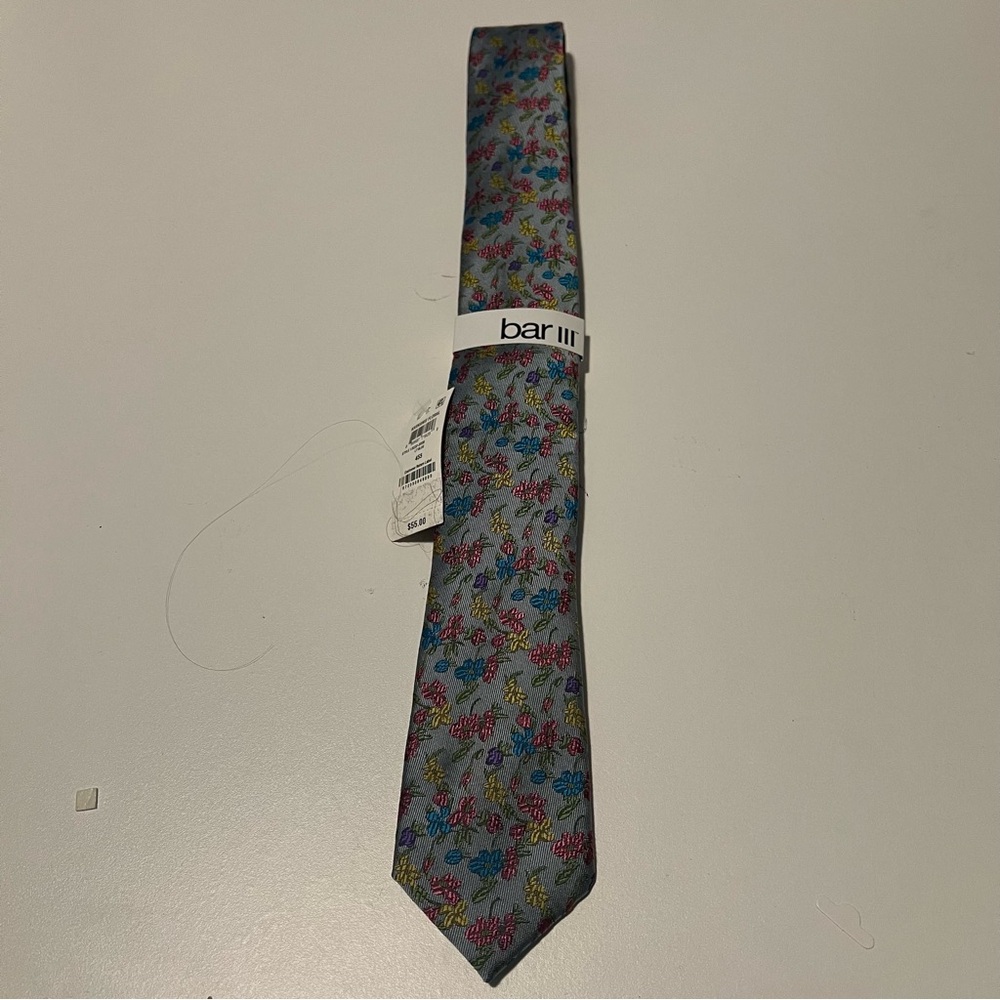 Bar III Gray and Blue Classic Tie